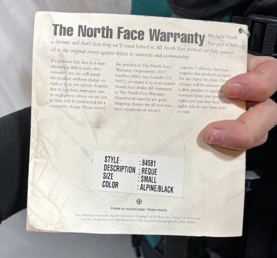 NOS 1996 The North Face Rogue Medium Capacity Internal Frame Backpack Small NEW