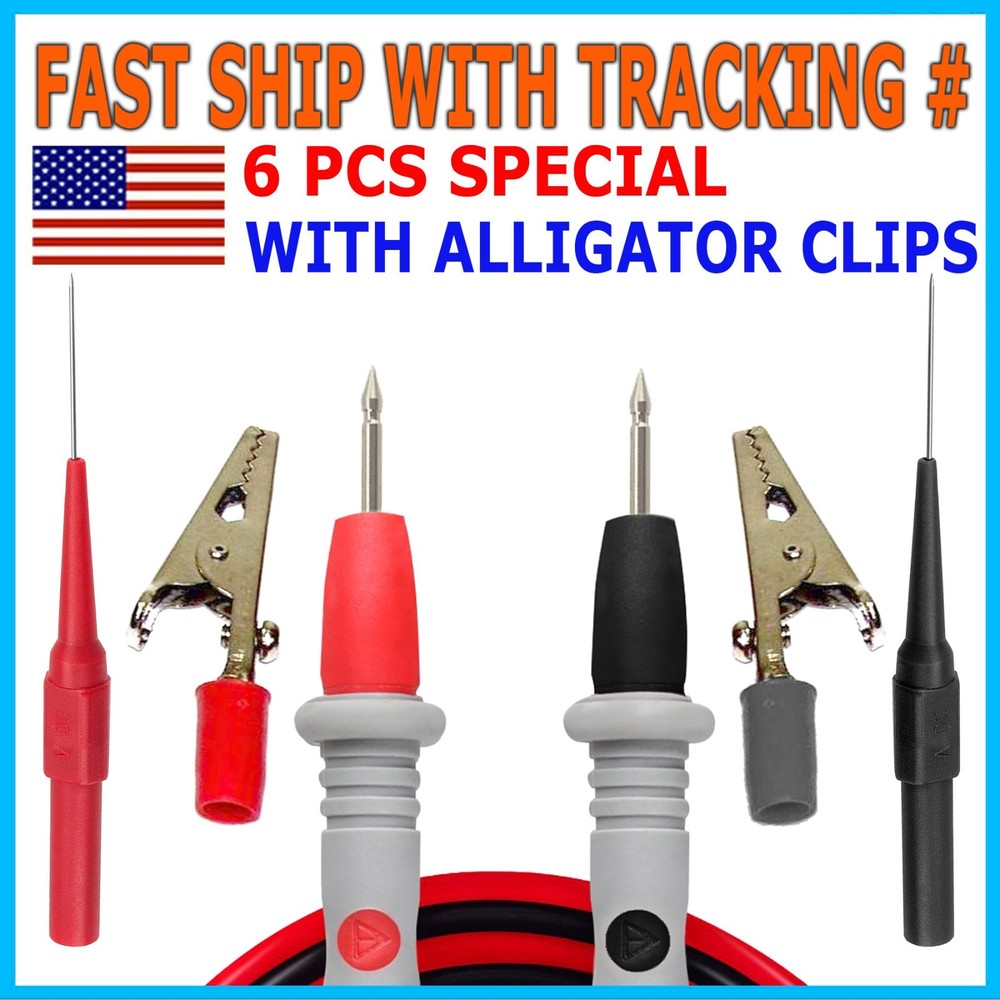 4X Multimeter Test Leads for Fluke Meter Electrical Alligator Clips Probe 20A