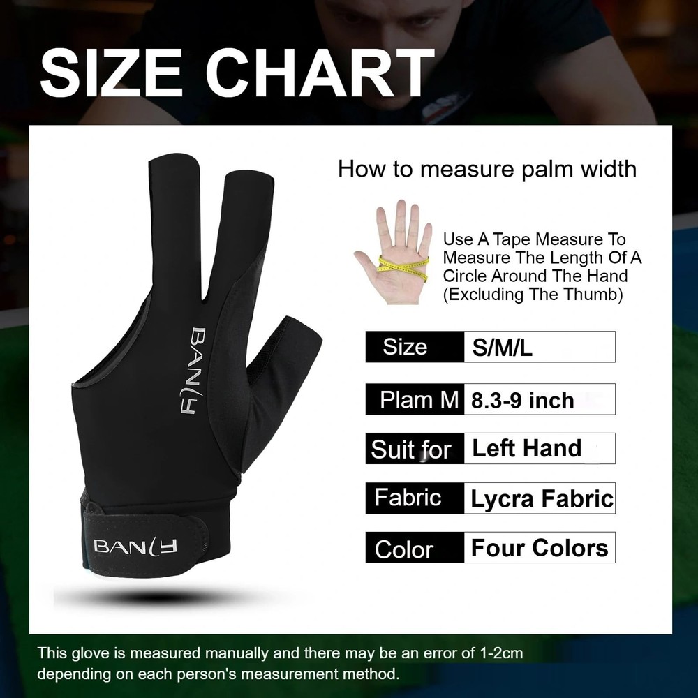 "LeftHanded 3Finger Billiard Gloves for Snooker & Pool Purple Medium"