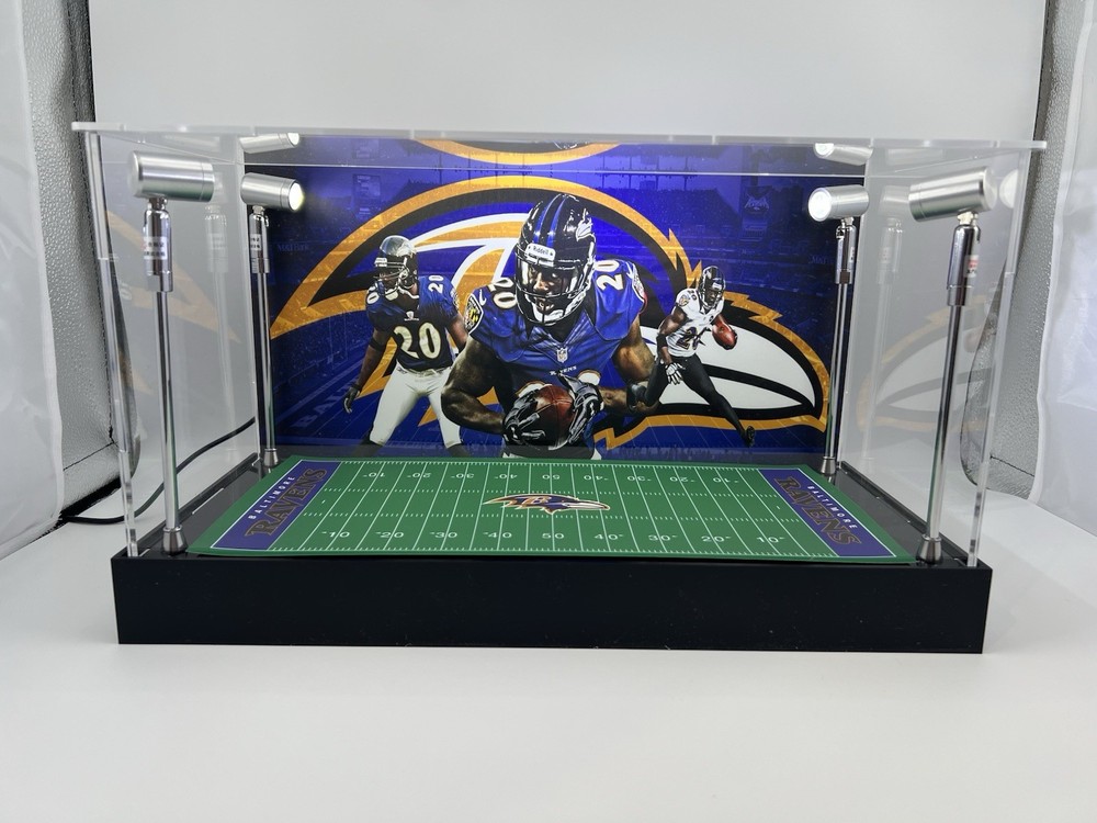 Ed Reed - Ravens - Custom 2 Mini Helmet Display Case W/ LED Lights