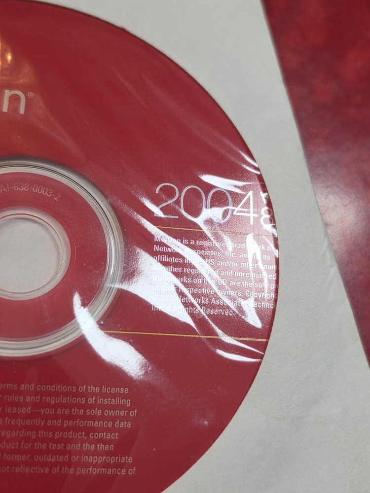 McAfee Virus Scan 2004 Version 8.0 Disc Only No Scratches