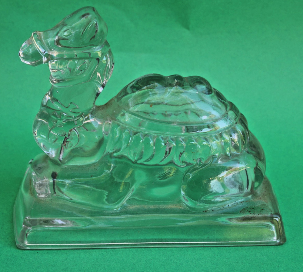 1930's Antique Shriner Masonic Camel Candy Container L. E. Smith Clear Glass