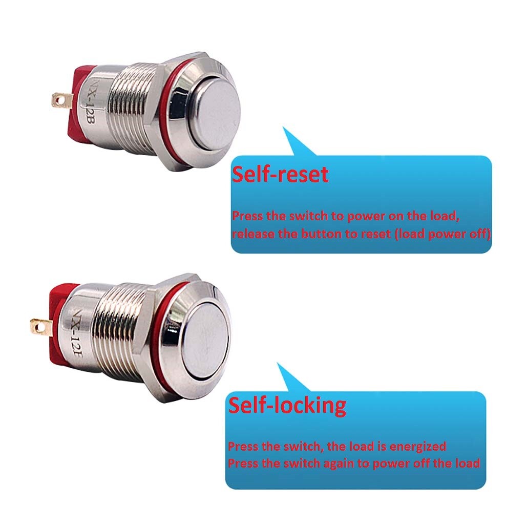 12mm Metal Waterproof LED Illuminated Switch Momentary Push MINI Button Switch