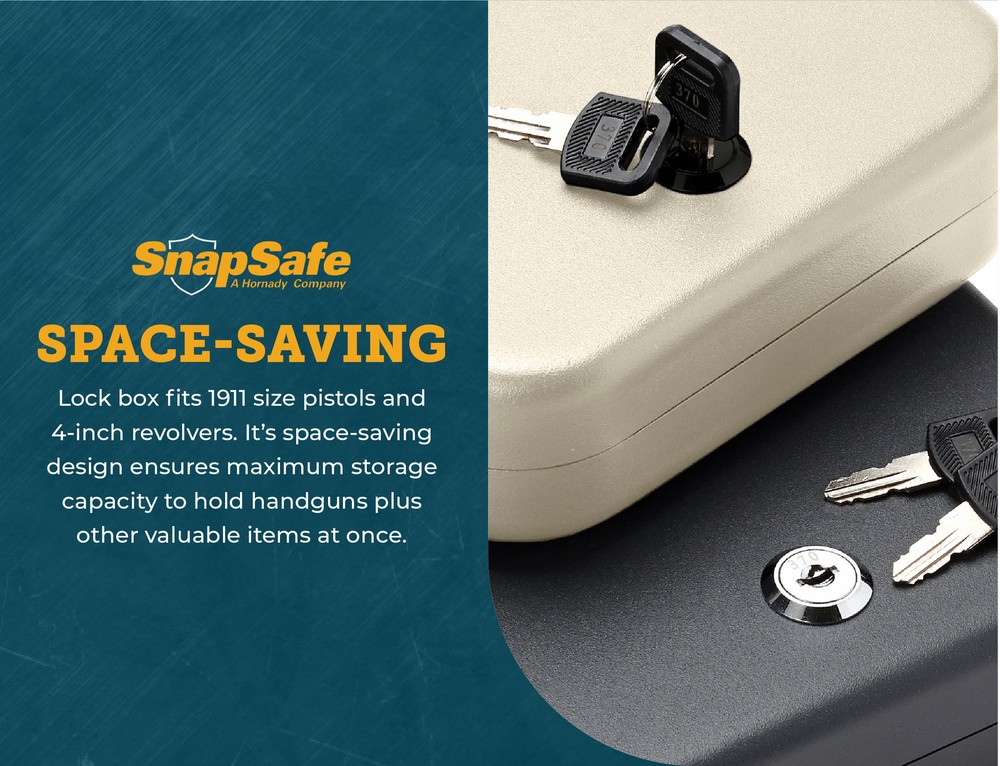 SnapSafe Portable Lock Box, Include 2 Keys, Security Cable- 9.5"x 6.5"x 1.75""