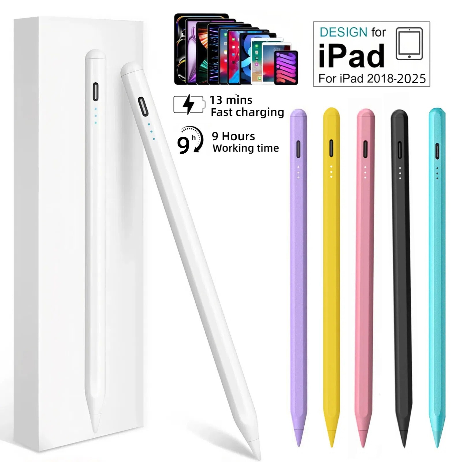 Stylus Pen for iPad 2018-2025, Pencil for Apple iPad 11th A16/10/9/8/7/6 Gen