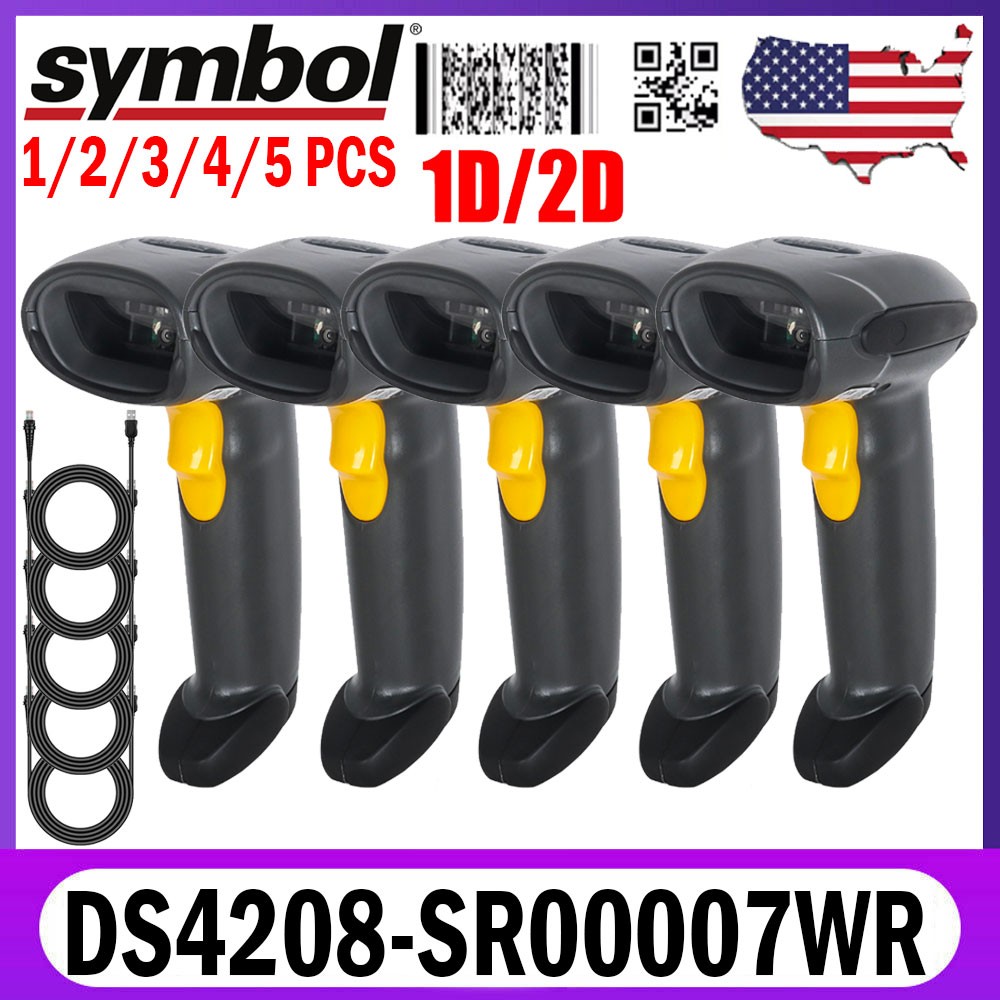 1-5PCS Symbol DS4208-SR00007WR 2D Laser Imager Barcode Scanner Reader USB Kit US