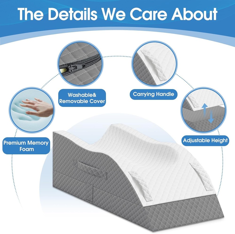 Post-surgery leg elevation pillow, memory foam adjustable leg wedge pillow,