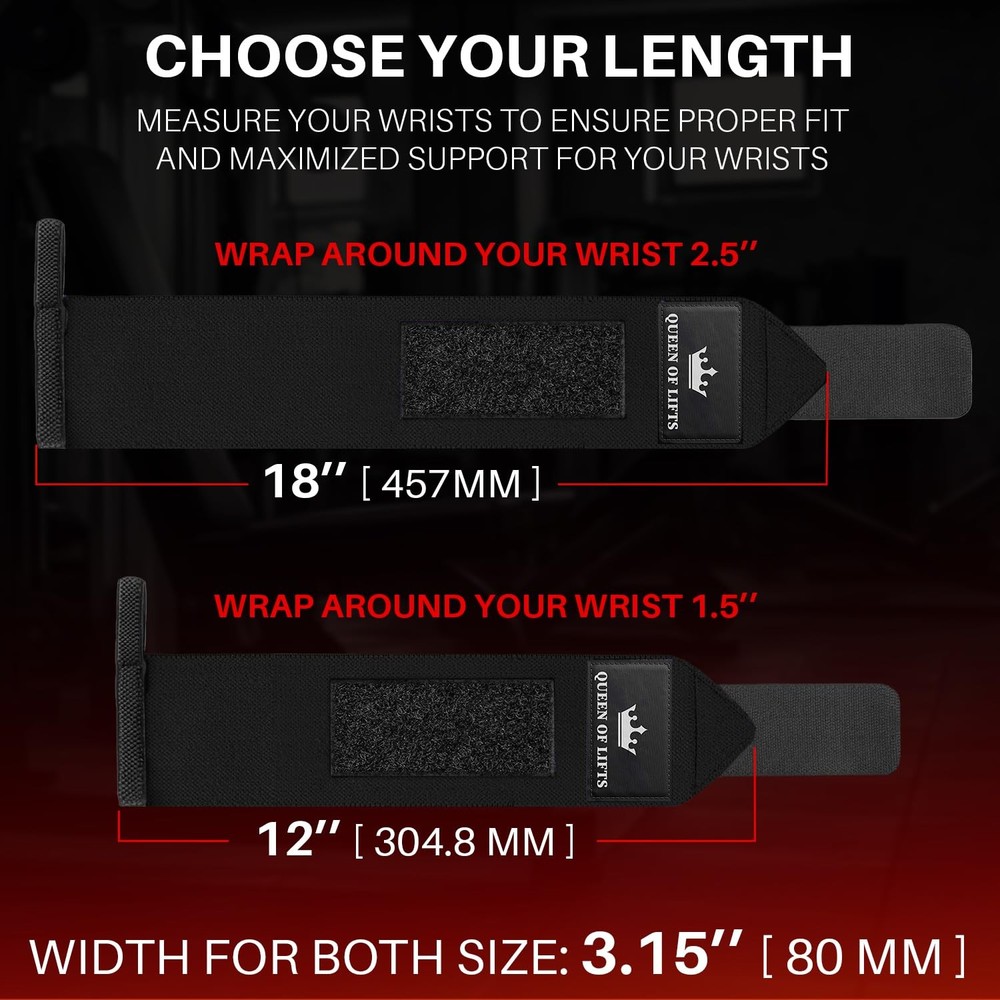 Weightlifting Wrist Wraps with Thumb Loop HeavyDuty Support for Powerlifting