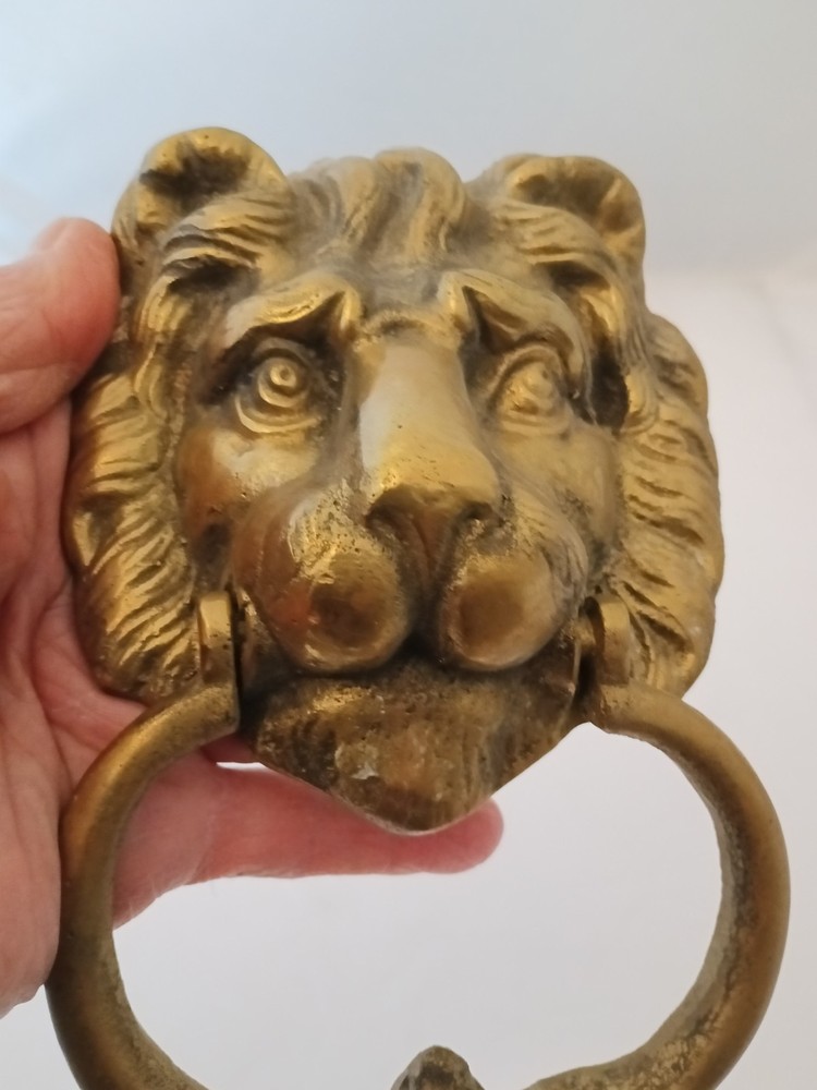 Vintage Brass Lion Head Door Knocker