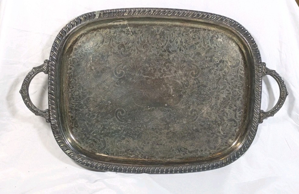 Vintage Silverplate Serving Tray Leonard Silver MRRS Mfg Corp Made In USA