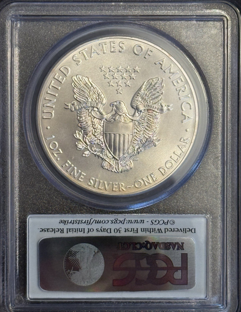 2013-(W) Silver Eagle PCGS MS69 First Strike Flag Label Struck at West Point