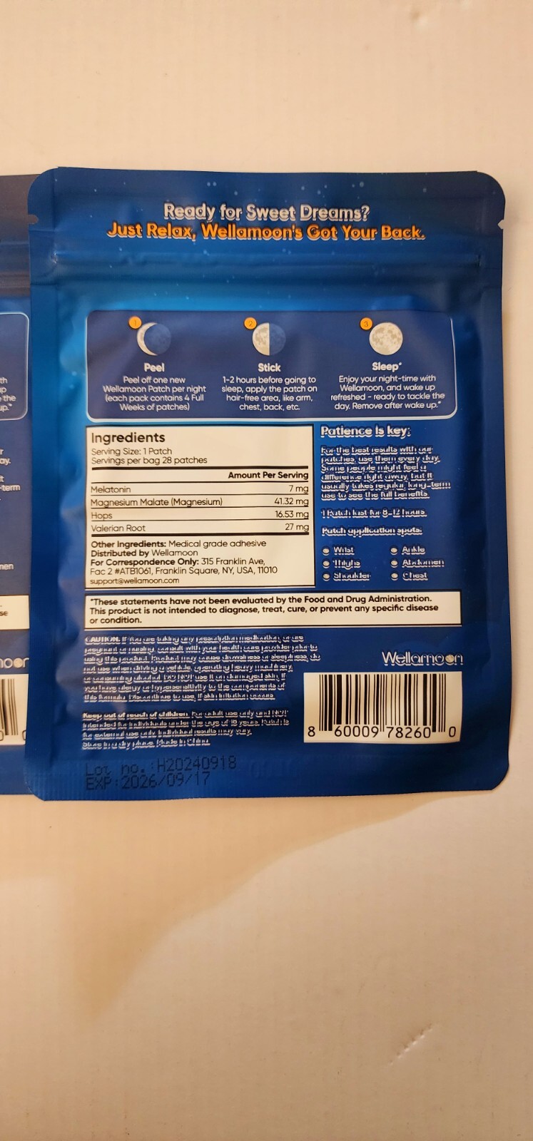 Wellamoon Sleep Support Patches 28 Patches Per Pk 2 Packs a total of 56 patches