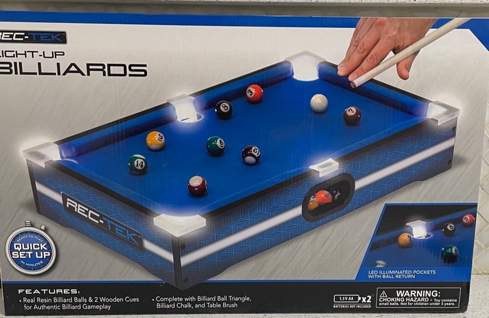 Rec-Tek Light Up Billardsd Blue Mini Pool Table