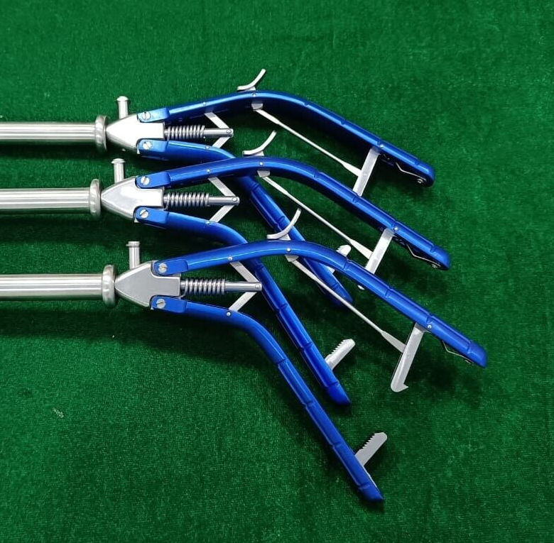 3pc Laparoscopic Tenaculum Forceps 12mmx460mm Double Action Reusable Instruments