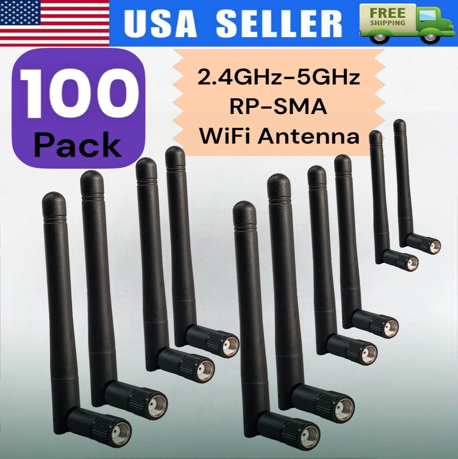 100X RP-SMA Antenna for WiFi 2.4GHz 5Ghz Wireless Router or Card Female Pin LOT