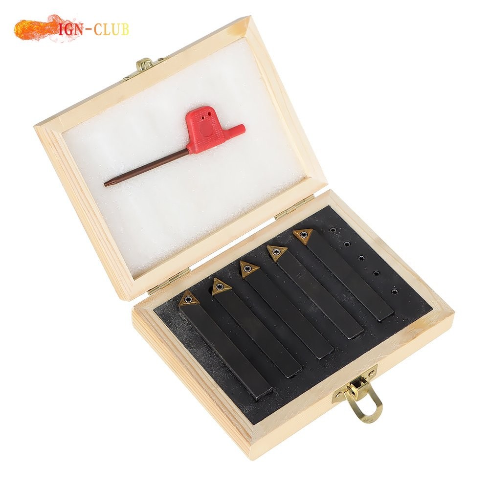 5 x 3/8" Carbide Indexable Turning Tool Lathe Tool Bit With Carbide Inserts