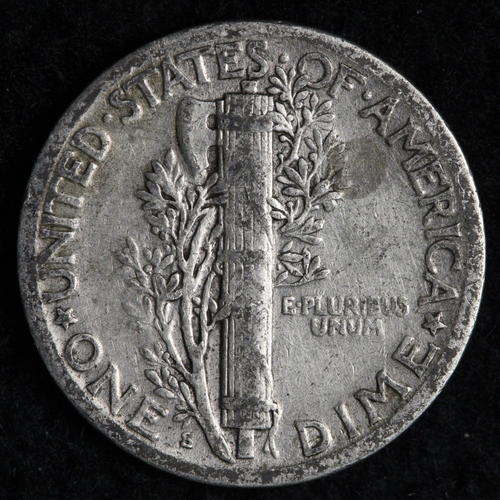 1927-S Mercury Silver Dime VF E338 GKE