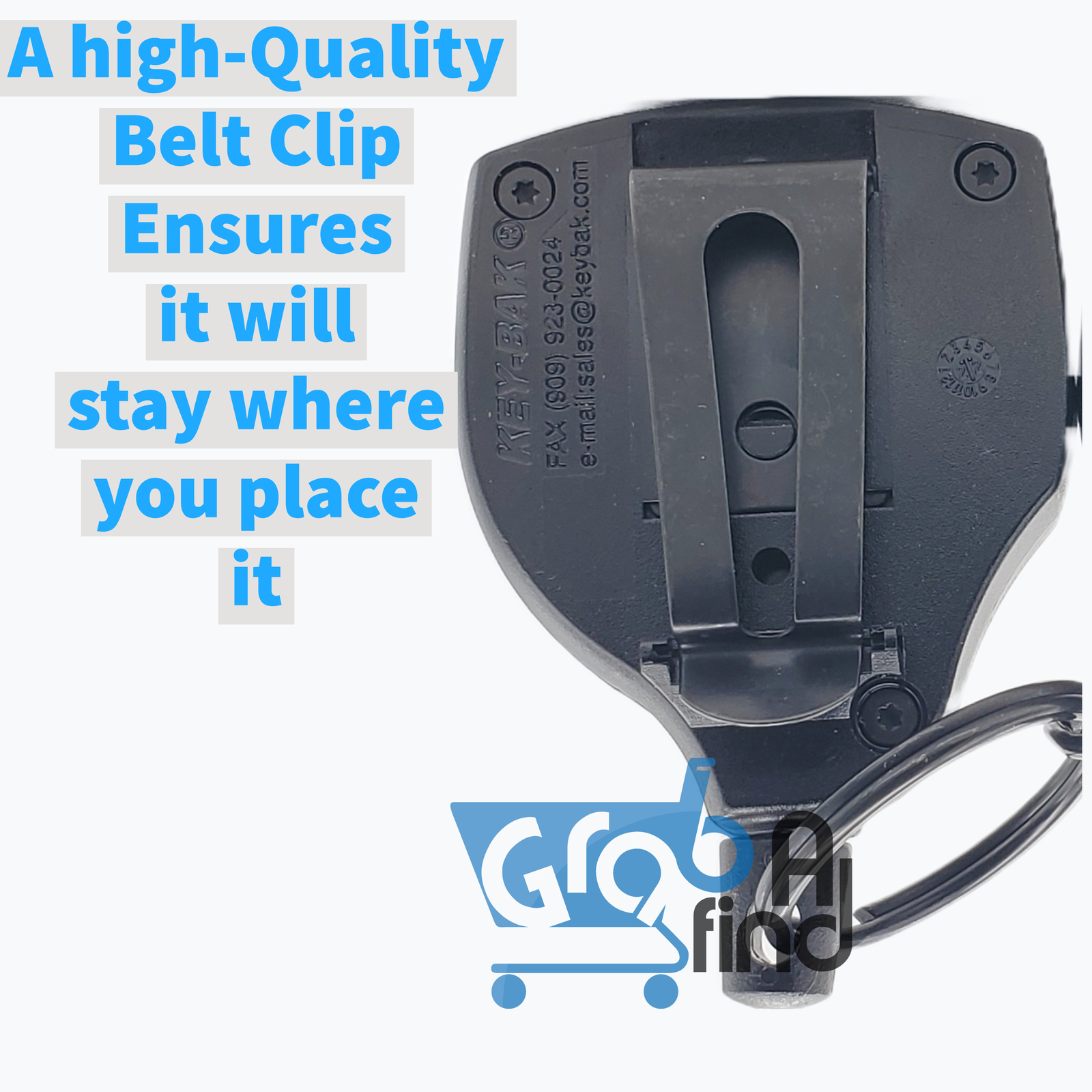 KEY-BAK SUPER48 Locking Retractable Keychain, Steel Belt Clip, Made in the USA