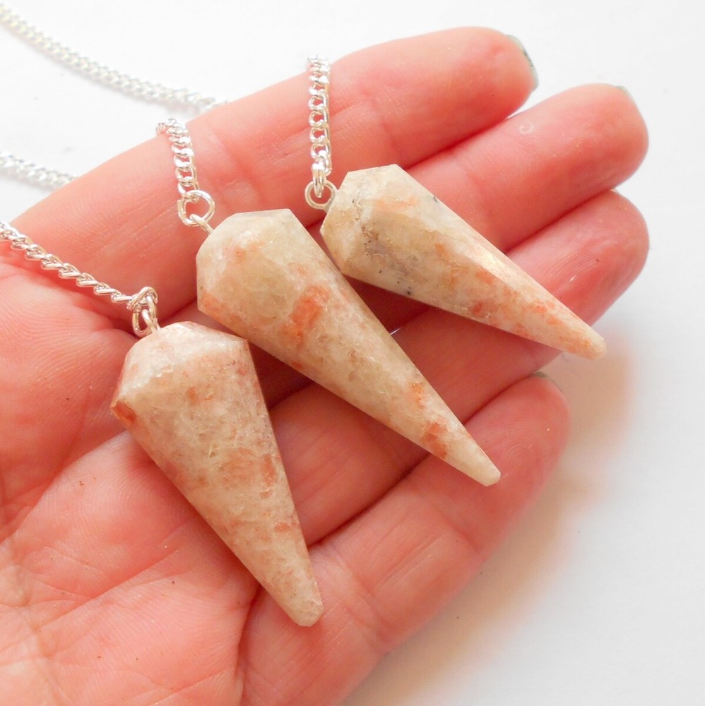 Sunstone Faceted Gemstone Pendulum for Divination and Dowsing