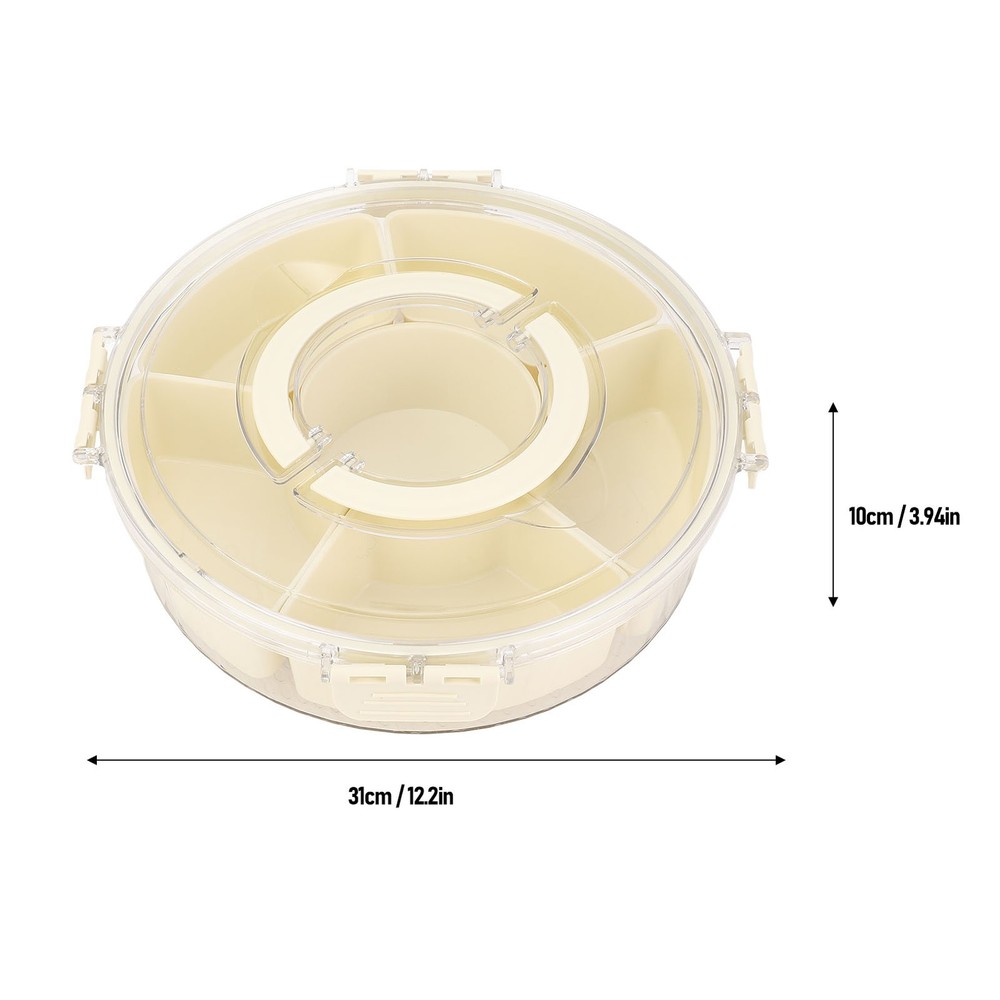 6 Compartment Compact Rotating Snack Tray Storage Container 360° Rotatable