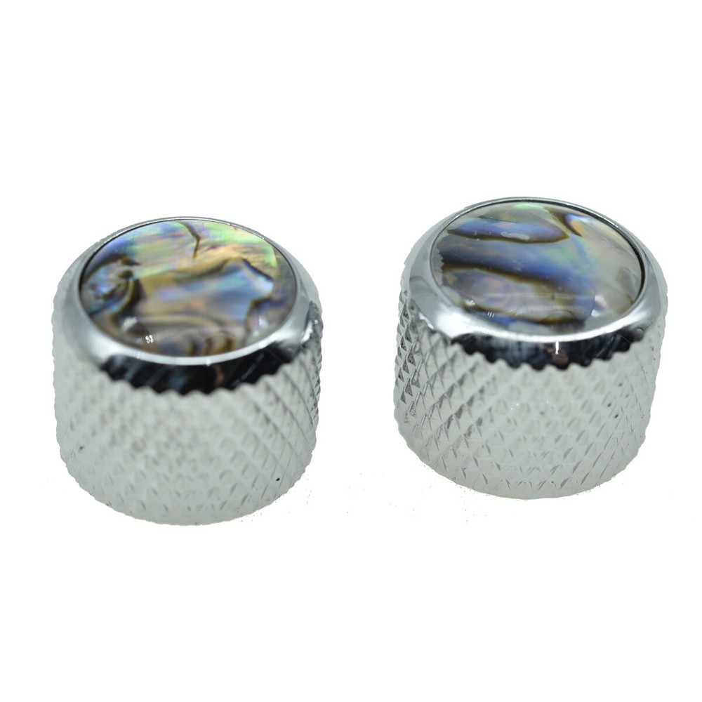 2x Abalone Top Dome Knobs Abalone Inserts Knobs for P Bass/Tele Guitar Chrome