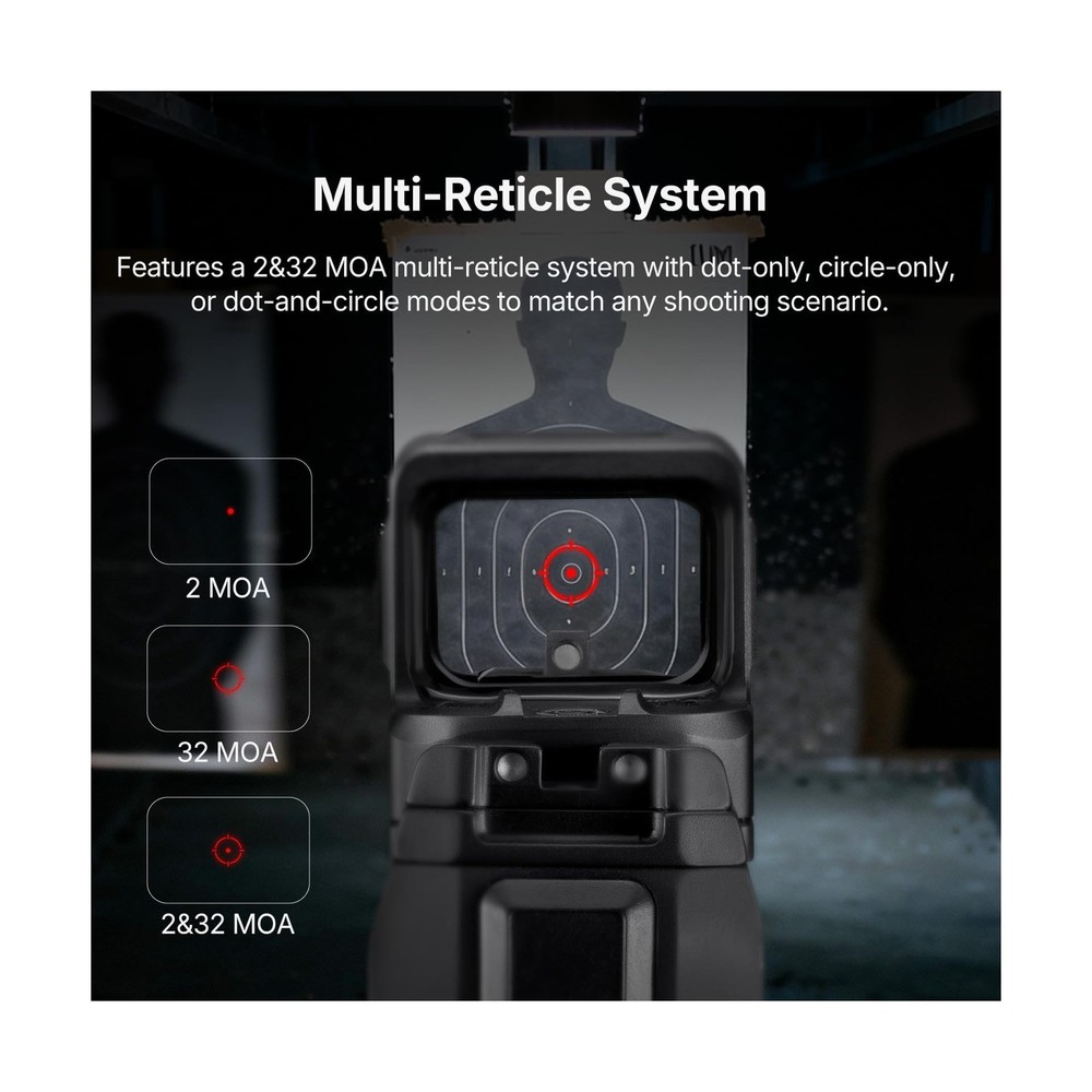 OM1 Red Dot Sight, 2 & 32/2 & 6 MOA Multi Reticle System Micro Reflex Sight f...