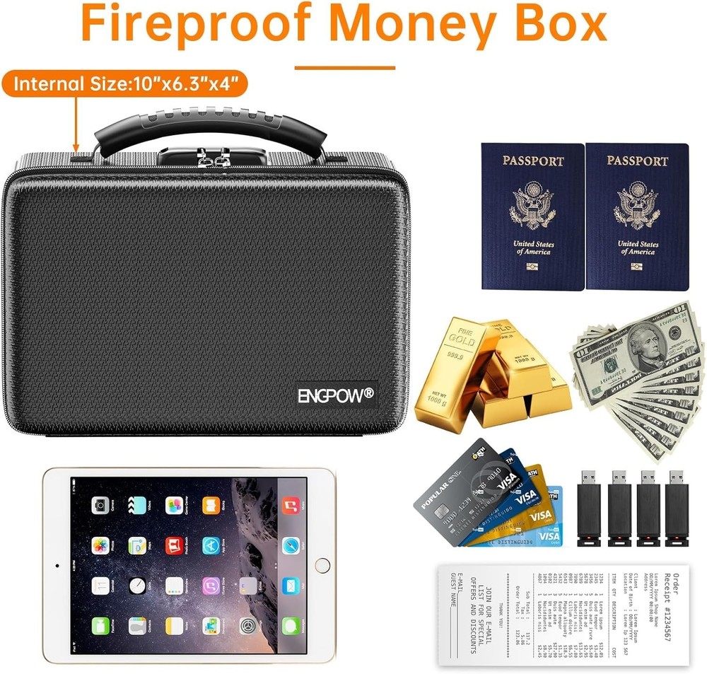 Advanced Fireproof Box for Documents & Valuables - Water-Resistant & Lightweight