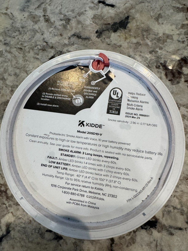 Kidde 10-Year Battery Powered Smoke Detector with Photoelectric Sensor