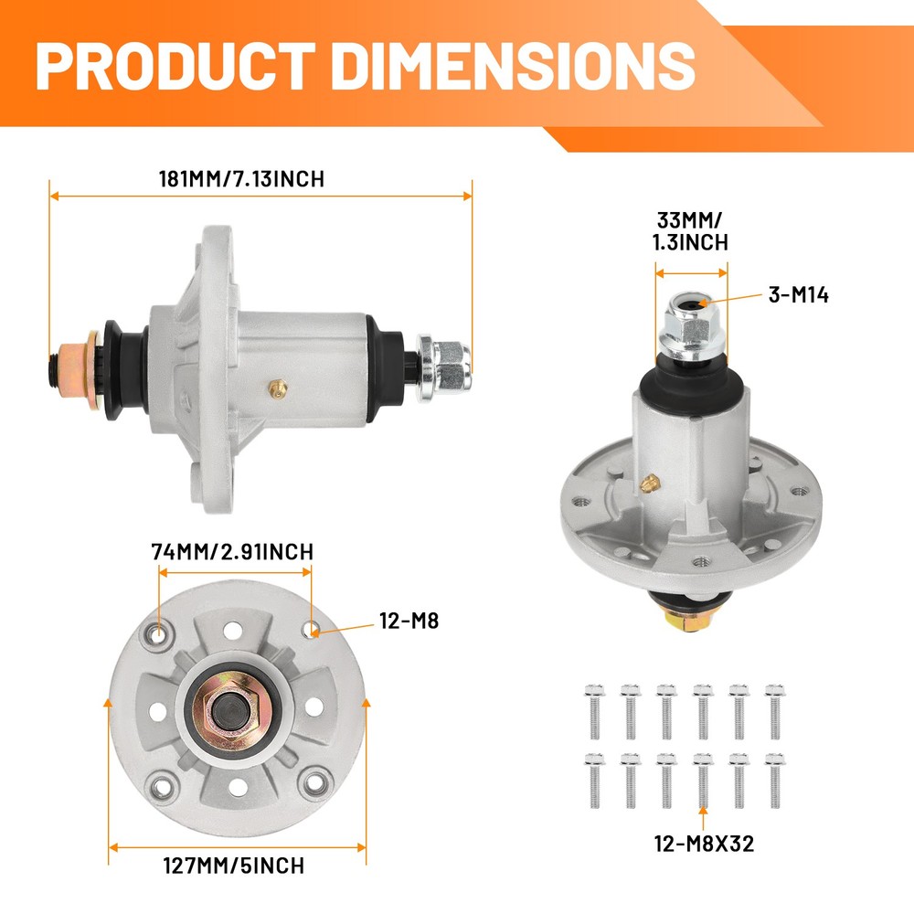 3 x Spindle Assemblies for John Deere D170 E140 E150 E160 E170 AUC15811 48" 54"