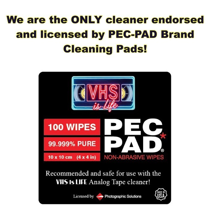 VHS Mold Cleaner Betamax Analog Tape Cleaning Removal System w/ 100ct PEC-PADs!