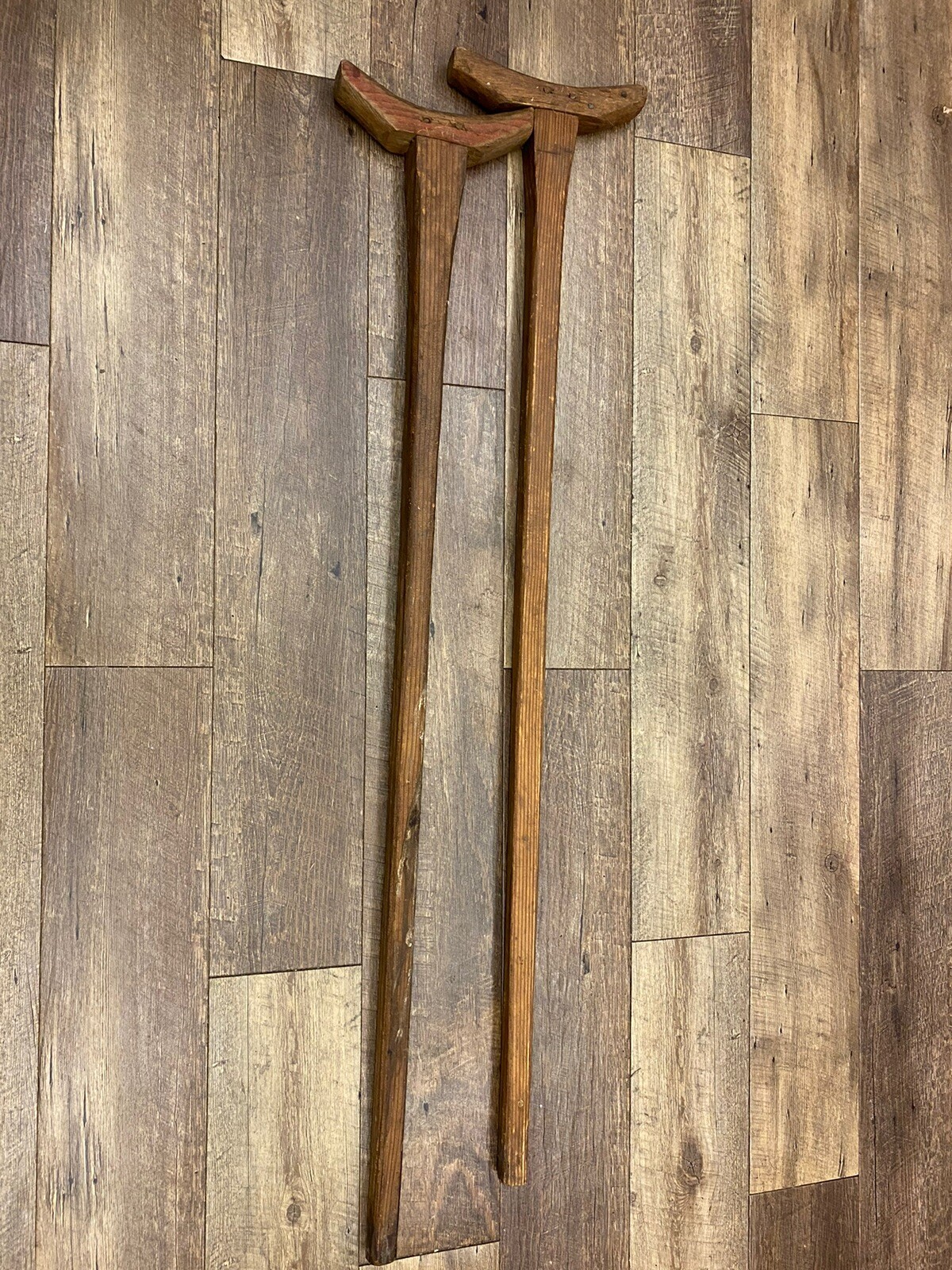 2Pair Antique 1800’s Wooden Handcrafted Medical Crutches Civil War Era Tiny Tim