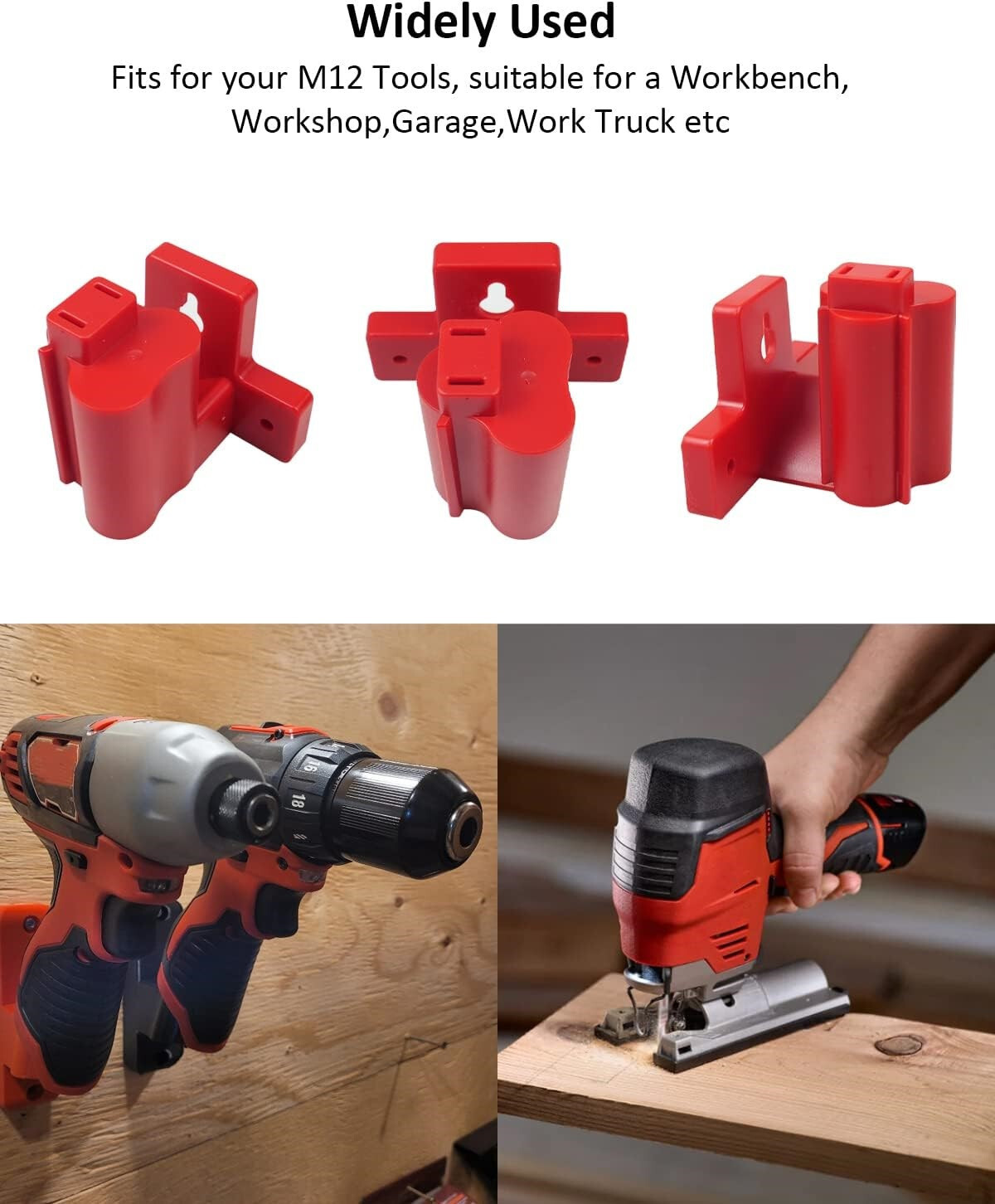 6x Wall Mount Drill Holder for Milwaukee M12 Tool Storage Hanger Mount Organizer