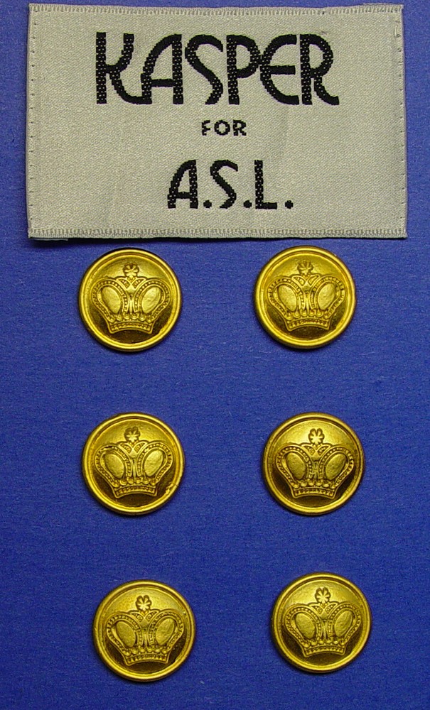 KASPER REPLACEMENT BUTTONS 6 GOLD TONE CROWN MOTIF SOLID METAL SHARP CONDITION