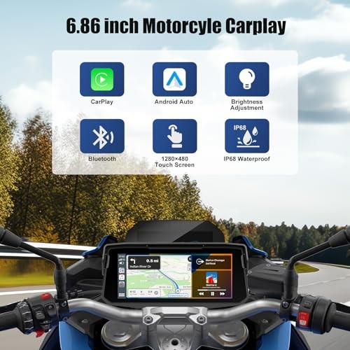 6.86’’ Motorcycle GPS Navigation System with Wireless CarPlay & Android P2