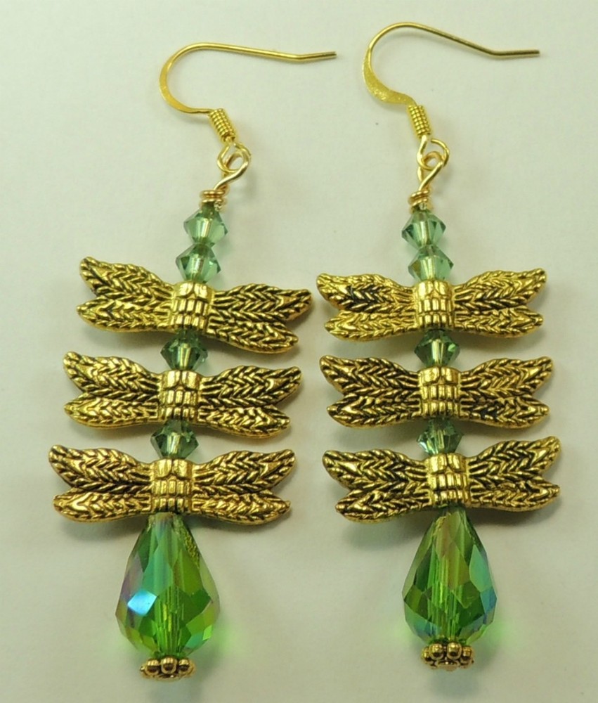 Earrings Statement Green Crystal Dangle Earrings