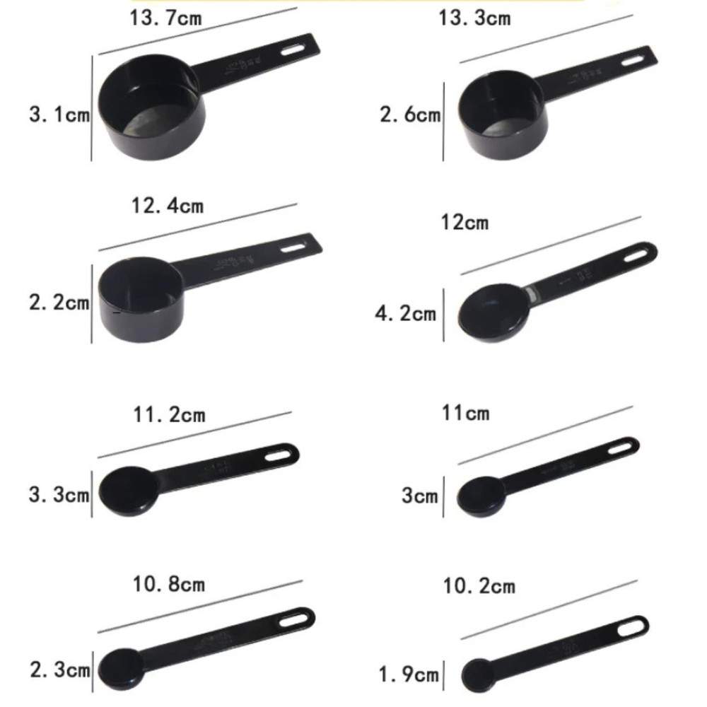 Durable Nesting Kitchen Baking Tools: Plastic Measuring Spoons and Cups Set