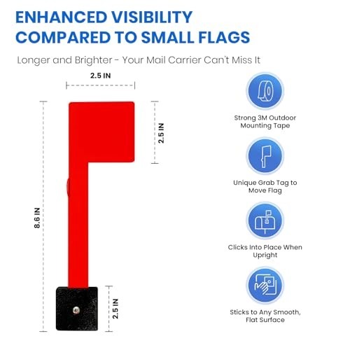 Weatherproof Mailbox Flag Replacement - 2 Pack, No Tools Needed, Strong Adhesive