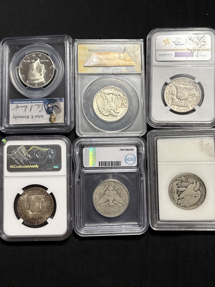 6 Silver Slabs Halves Lot