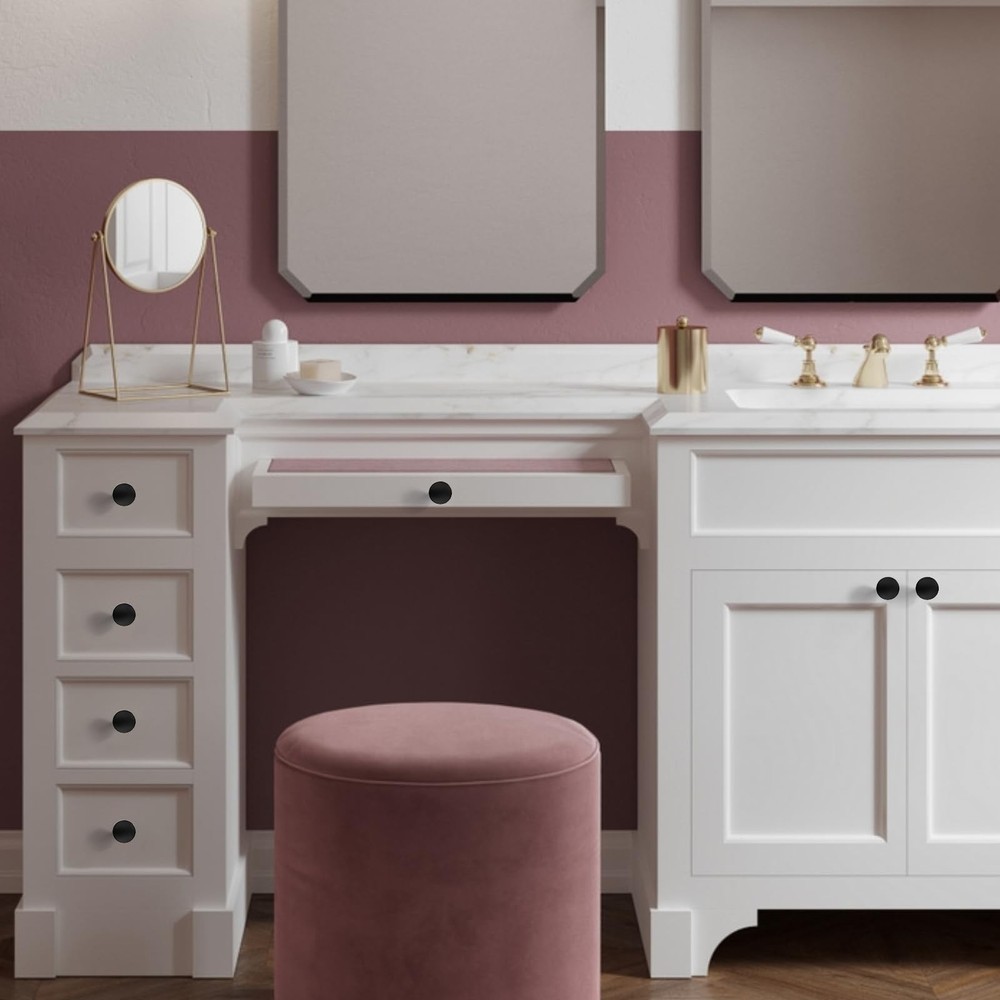 10 Pack 1-1/5Inch(30mm) Cabinet Knobs Black Matte Kitchen Cabinet Knobs for D...