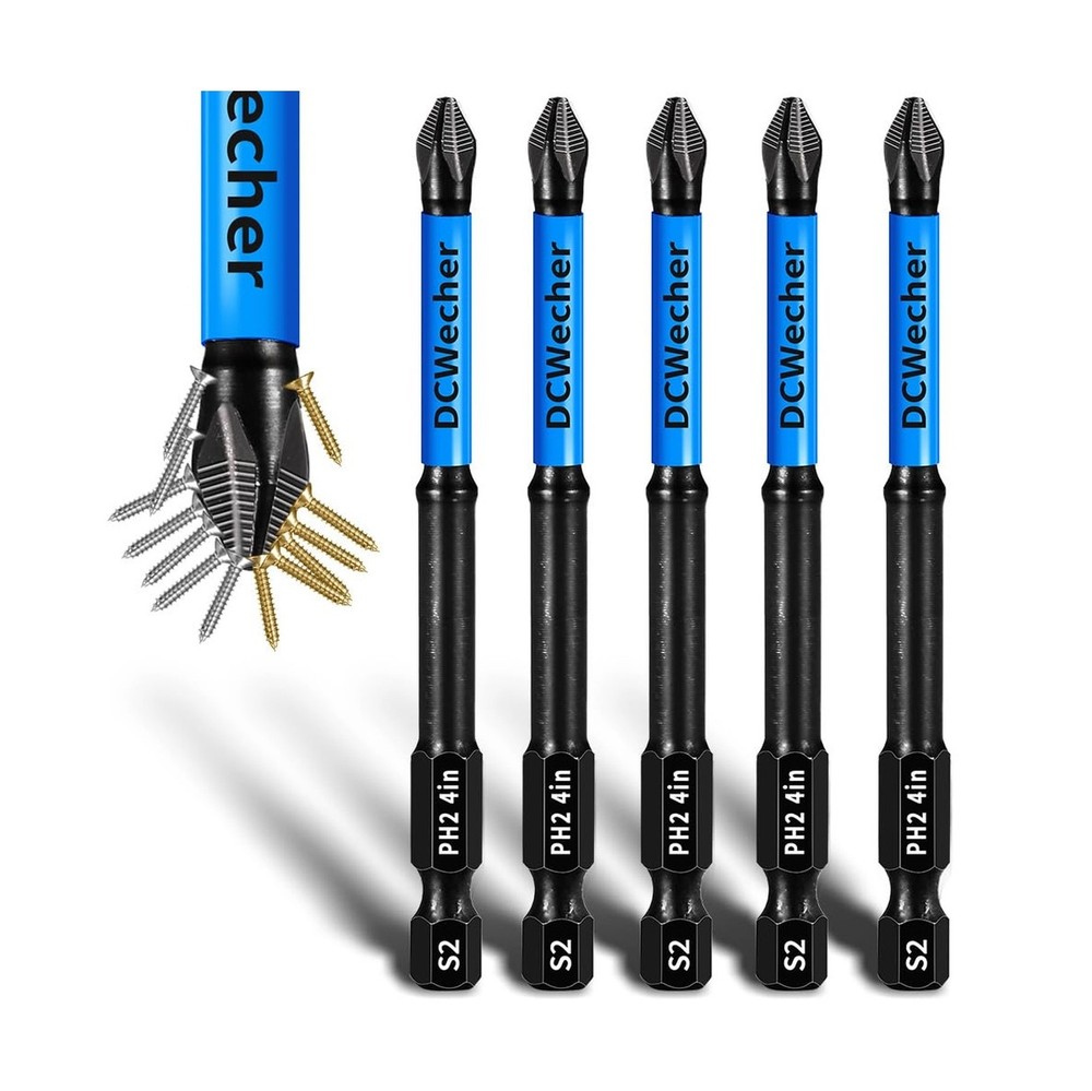 4-Inch Long Phillips Head Drill & Screwdriver Bits 5-Pack, 2 Phillips Bits #2...