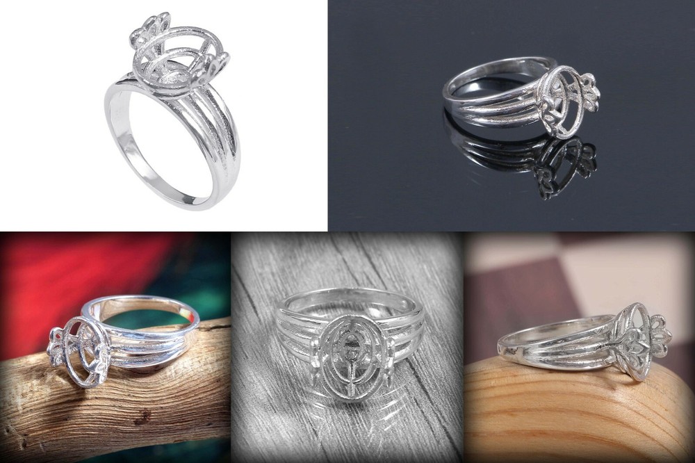 Semi Mount Ring Stone Setting Size 14X10 MM Oval Shape 925 Sterling Silver Ring