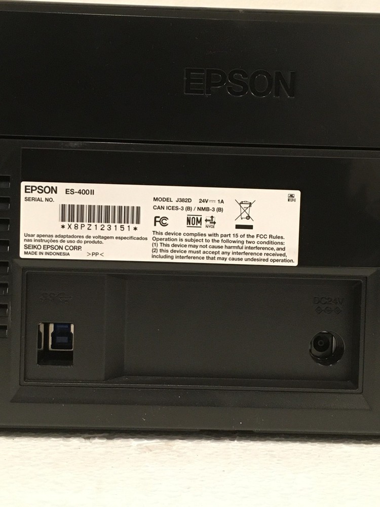 Epson WorkForce ES-400 II Color Duplex Document Scanner, No Ac Adapter, WORKING