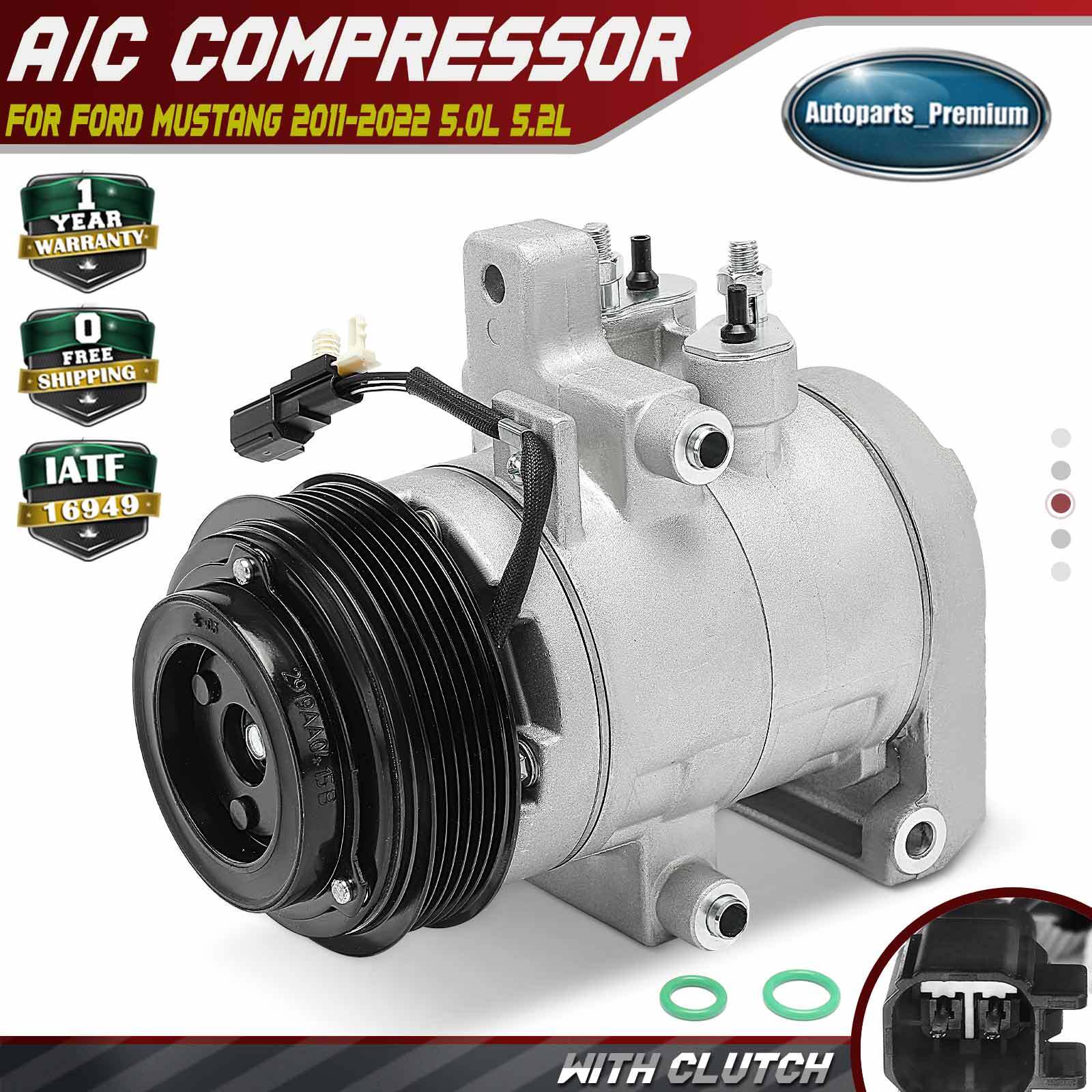 A/C Compressor w/ Clutch & Pulley for Ford Mustang 2011-2022 5.0L 5.2L DKS17DS