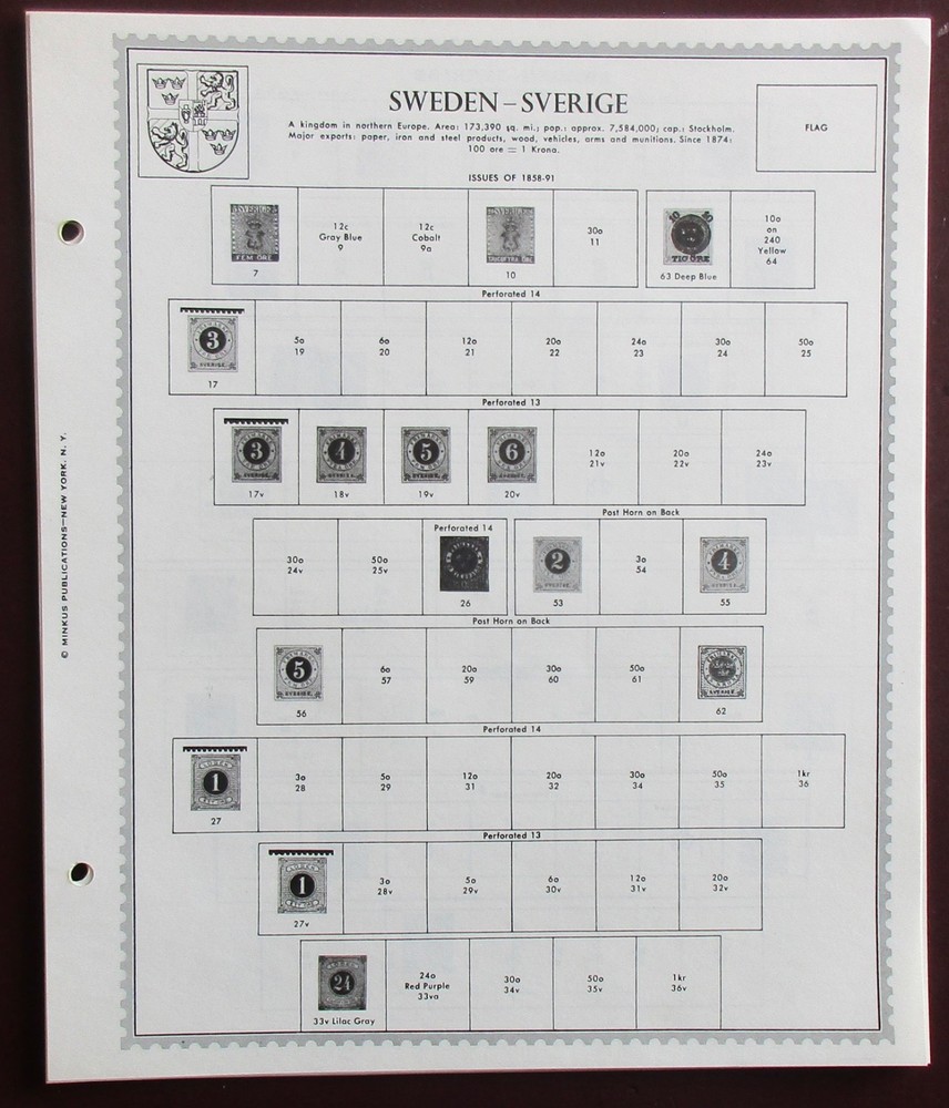 Sweden: Clean Set of Unused Minkus Supreme Global Pages to 1970
