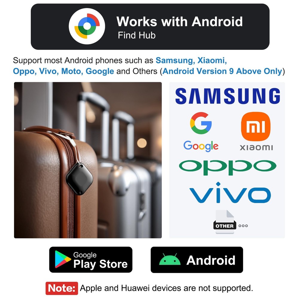 Air Tracker Tag for Android, Tags-4 Pack Luggage Tracker with 4 Case, Works v...