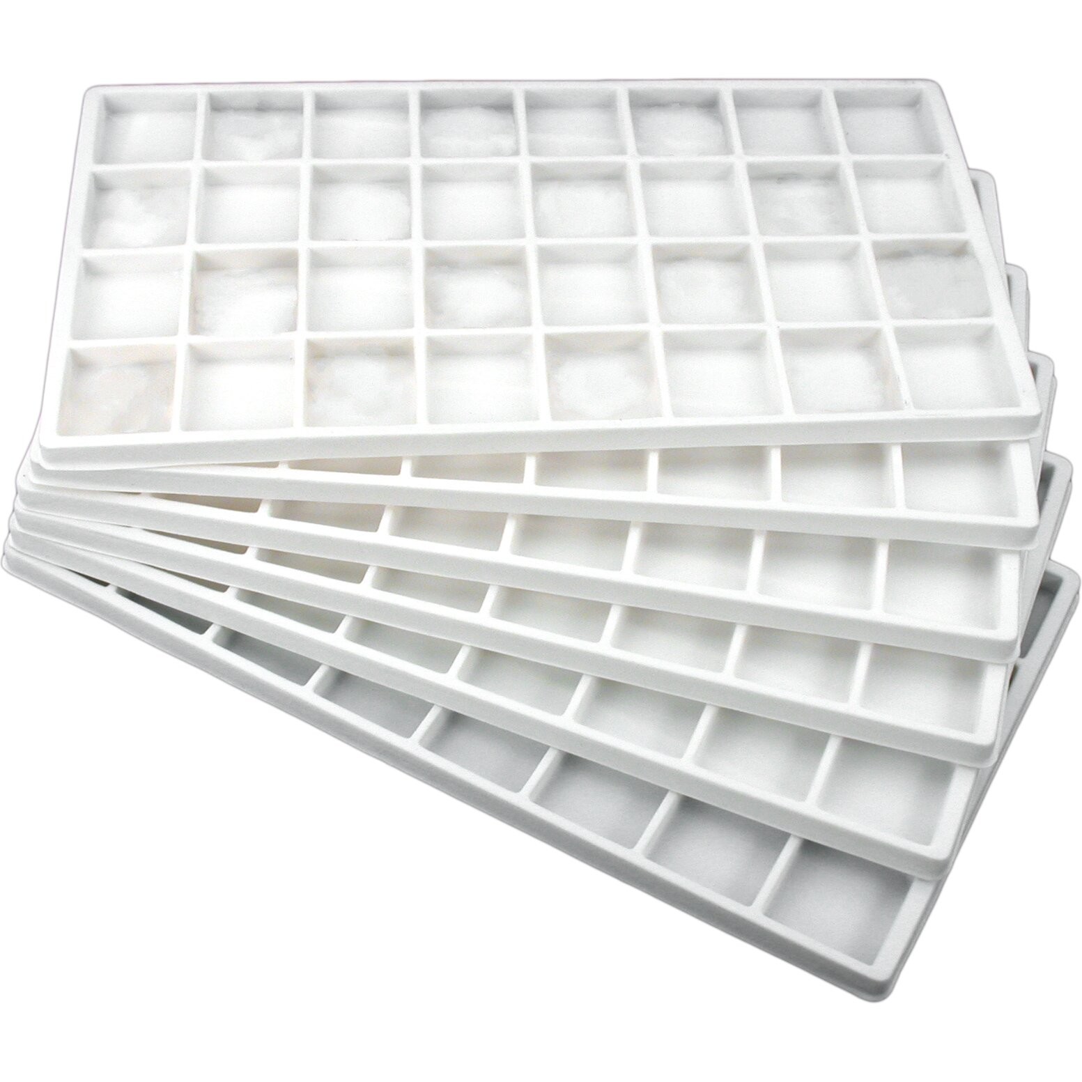 6 White Jewelry Tray Inserts 32 Compartments Display
