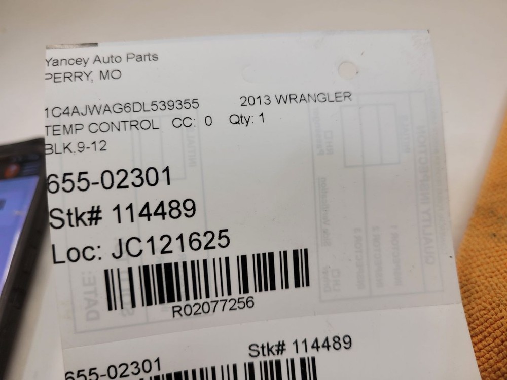 A/C Selector Switch fits 2013 Jeep Wrangler w/o automatic temperature cont