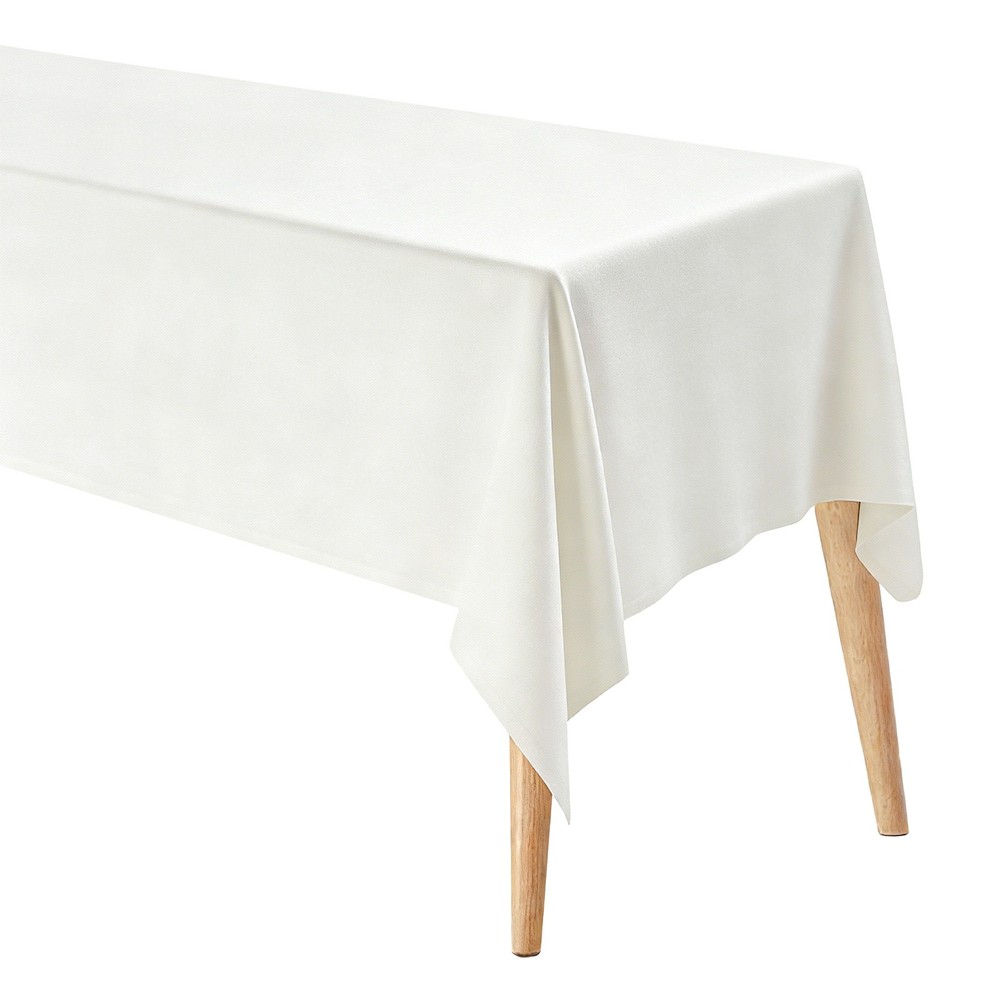 140x220cm Rectangle Tablecloth, Thickened Polyester Table Cloth Beige White