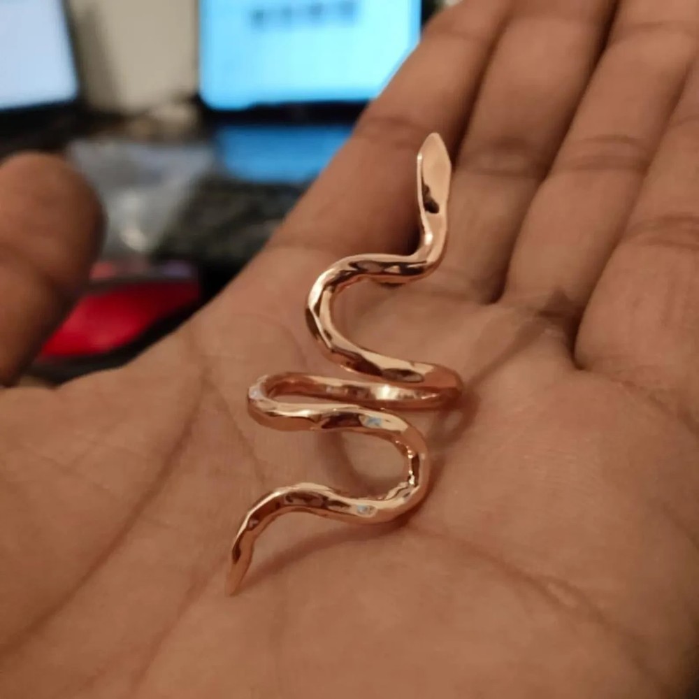 Solid Copper Minimalist Healing Ring Handmade Unisex Thumb Ring, Snake Ring