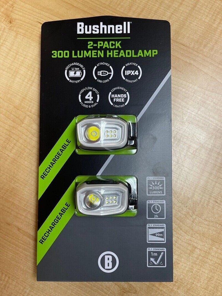 BUSHNELL 2-PACK 300 LUMEN HEADLAMP *NEW